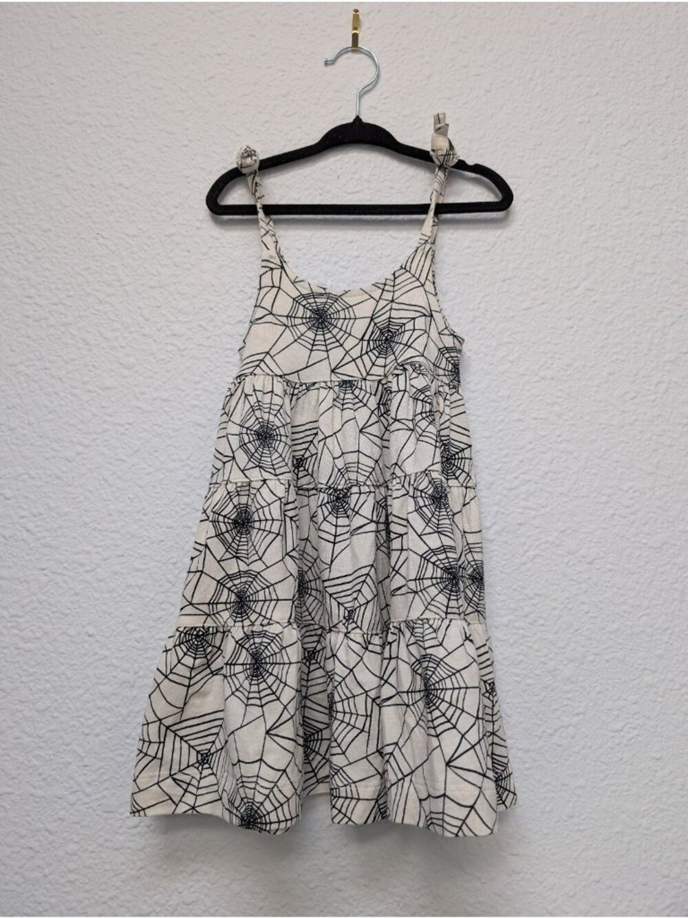 Kate Quinn Modal Tie Strap Prairie Dress Spiderwebs 6-12 Spooky Halloween